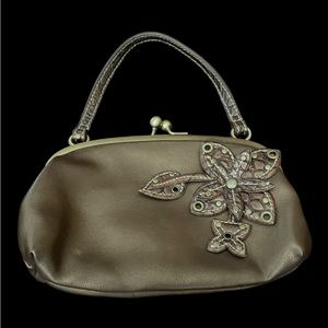 Burnish brown floral purse